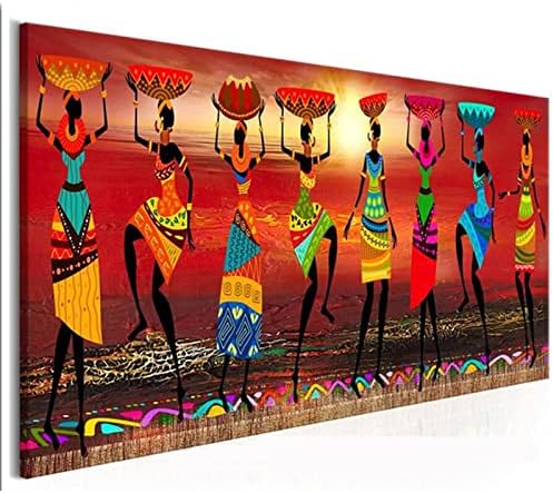 ציור יהלומים אפריקה ריקודים, 32x88in עגול צבע מקדחה מלא עם יהלומים נקודה לפי ערכות מספרים,