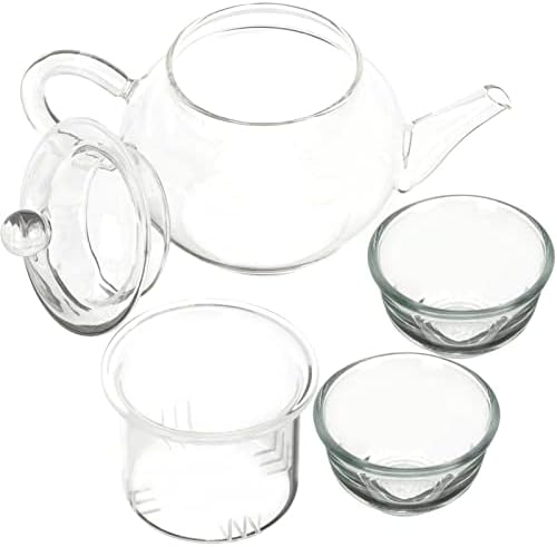 Zerodeko Grantma מתנות קומקום זכוכית הגדר קומקום תה ברורה של כוס זכוכית עם חומר נשלף נשלף ו -2 כוסות מתנה