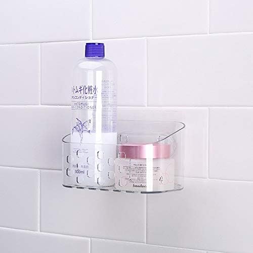 מדף מקלחת SMLJLQ, פלסטיק אמבטיה בהיר ללא קיר קידוח מדפי אחסון מארגן עם כוס יניקה חזקה