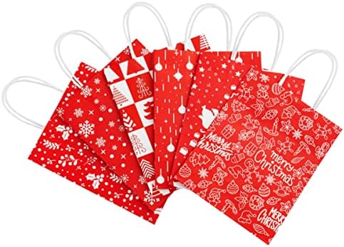 24 יחידות חג המולד אדום מתנת שקיות, נותן גודי שקיות עם 6 עיצובים עבור חג המולד המפלגה טובות,