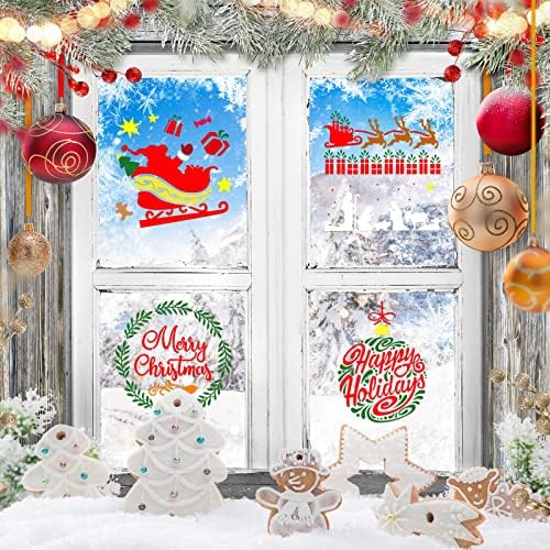 18 חתיכות חג המולד שבלונות עבור ציור על עץ לשימוש חוזר פלסטיק קרפט ציור ציור תבנית חג המולד שבלונות