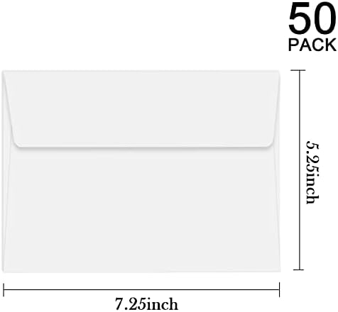 50 חבילות של 7 מעטפות להזמנה, מעטפות לבנות 5 על 7 לכרטיסים-חותם עצמי, דש מרובע, נהדר לחתונה, מקלחת לתינוק,