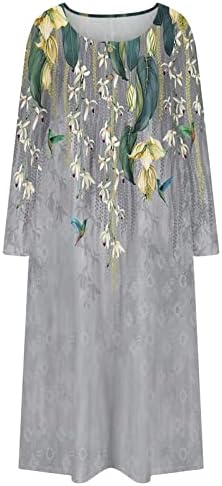 שמלת מותניים מזדמנת של נשים עם כיס, נשים פלוס שמלה פרחונית בגודל כפתור מזדמן מטה שמלת Midi