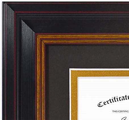 אמנות גולדן סטייט, סט של 3, 8x10 מסגרת עבור 6x8 תעודה/תעודה/תמונה, צבע זהב שחור וצבע בורדו. כולל מחצלת כפולה,