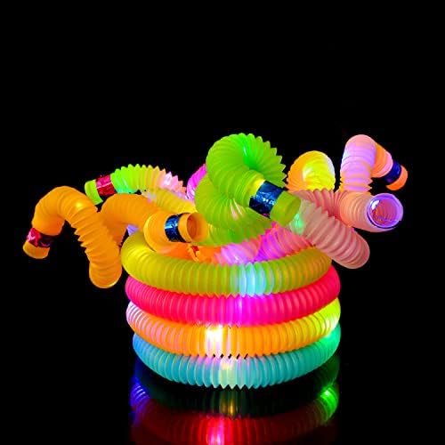 TTM צעצועים בינלאומיים מיני צינורות פופ צעצועים חושיים 30 חבילות מפלסטיק LED LED מדליק מפלגת צעצועים