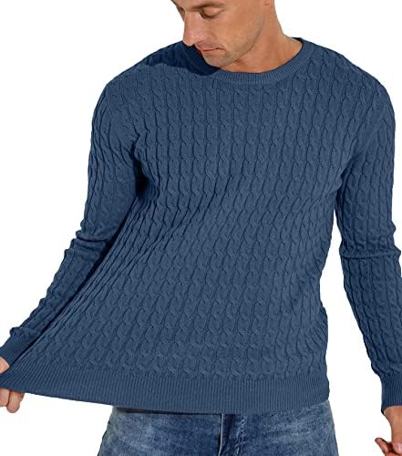 גברים של סוודר סוודר צווארון עגול קלאסי רך סרוג סוודרים עם התגודדות קצה