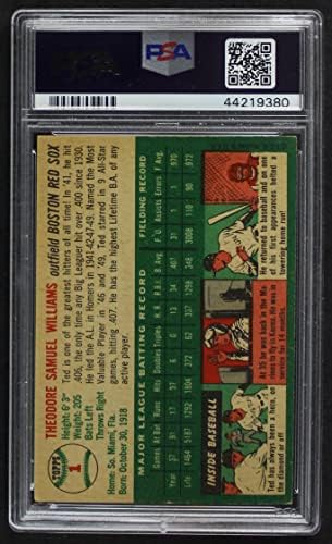 1954 Topps 1 Wht Ted Williams Boston Red Sox psa psa 5.00 Red Sox