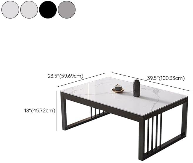שולחן קפה בעל מלאכה, מודרני מתכת צפחה מלבן יחיד שולחן קוקטייל שולחן קפה שולחן פשוט לסלון משרד - לבן, 51.5