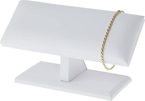 Plymor לבן כרית עור לבנה מעמד תצוגת צמיד T-Bar עליון, 7.25 W x 3.25 D x 4.5 H