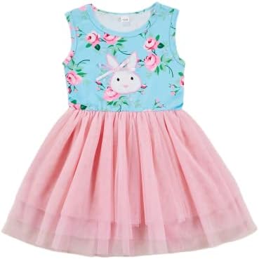 פעוטות תינוקת פסחא בגד תלבושת ללא שרוולים ארנב ארנב ארנב שמלת טול פרחונית שמלת נסיכה שמלת מסיבת בגדי