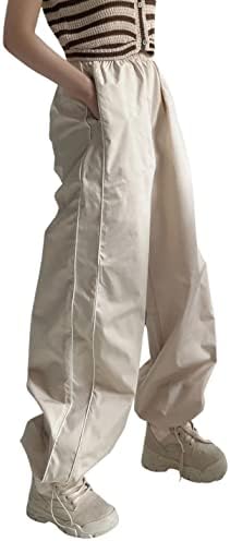 מכנסי מסלול לנשים ווטאשי מכנסיים רגל רחבה y2k מותניים אלסטיים נינוחים מכנסי מצנח מטען רופפים