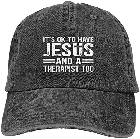 זה בסדר שיש ישו ומטפל מדי כובע למבוגרים מתכוונן קלאסי שטף קסקט ג ' ינס כובע כובע עבור חיצוני