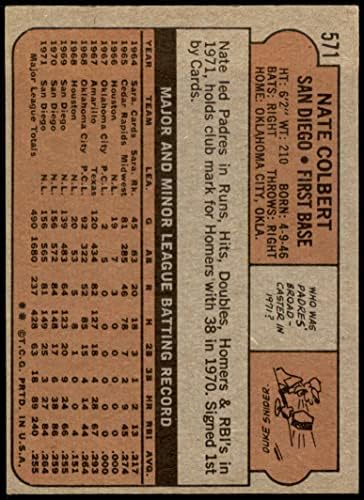 1972 Topps 571 נאט קולברט סן דייגו פדרס VG/Ex Padres