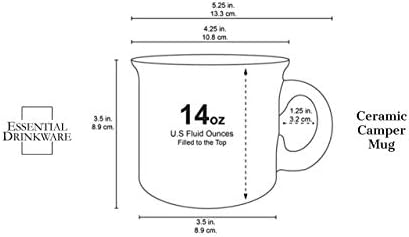 כלי שתייה חיוניים 14oz קרמיקה מדורה קפה ספל קפה, שחור עם גימור מנומר - כוס סגנון קמפינג עבה וקירות