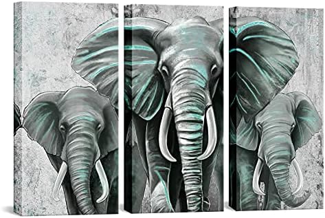 3 חתיכה פיל תמונות עבור קיר תפאורה אפור צהבהב פיל משפחה הדפסי על בד אפריקאי בעלי החיים תמונות יצירות אמנות