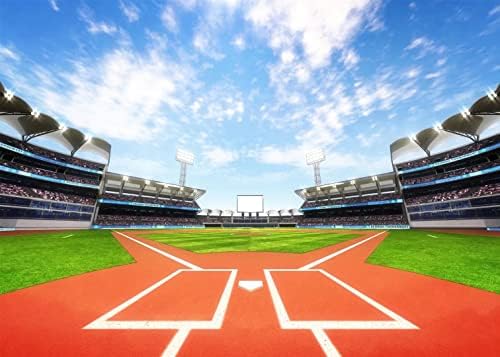 בלקו 10 על 6.5 רגל בד רקע שדה בייסבול רקע ספורט תחת כיפת השמיים לפוטושוט אצטדיון המגרש ירוק דשא