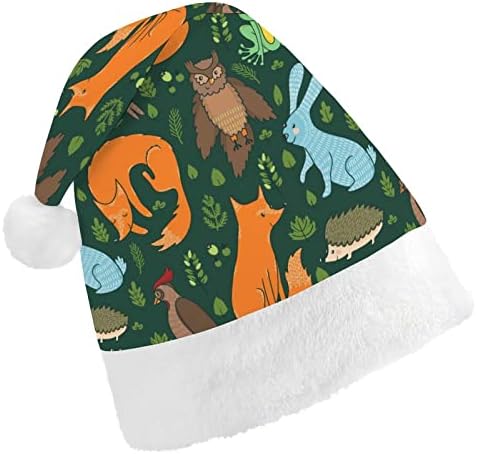 חמוד יער חיות מצחיק חג המולד כובע סנטה קלאוס כובעי קצר קטיפה עם לבן חפתים עבור חג המולד חג מסיבת