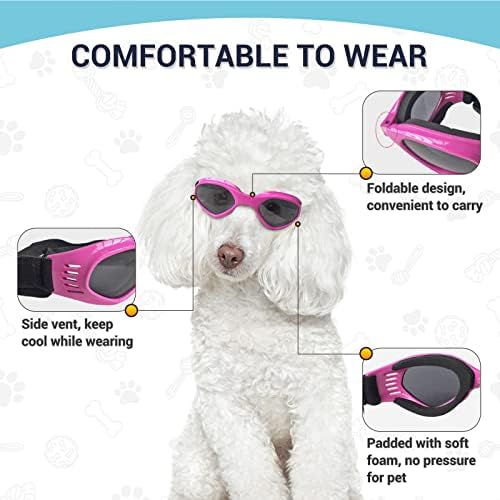 משקפי כלב פטלסו גזע בינוני, משקפי שמש לכלבים לכלבים בינוניים הגנת עיניים אטומה לרוח, שחור