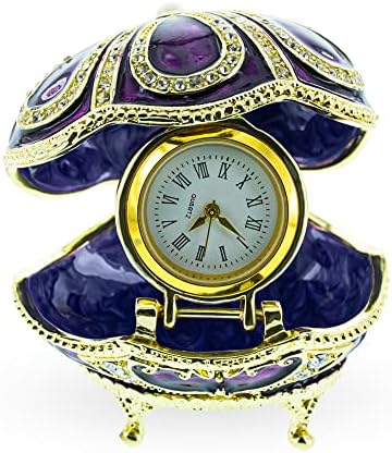 BestPysanky Bejeweled סגול ביצת ביצה עם שעון עם שעון