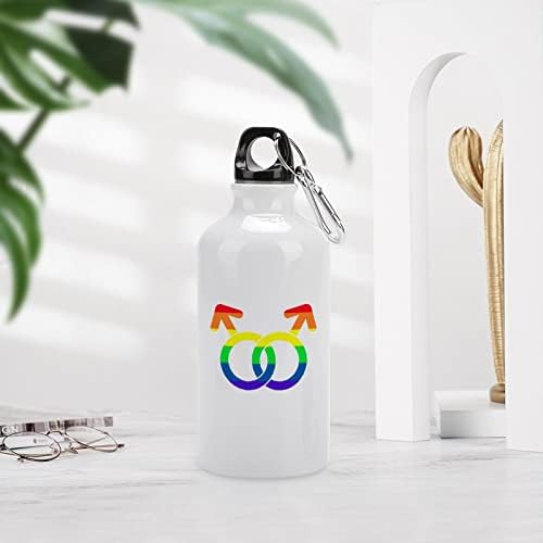 אהבה הומוסקסואלית להטבים ספורט ספורט בקבוק אלומיניום נייד בקבוקי מים ספורט ניידים עם קרבינר ומכסה טוויסט