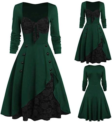 שמלות גותיות מימי הביניים לנשים וינטג 'ארוך מקסי וינטג