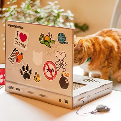 למצוץ בריטניה / חתול מגרד מחשב נייד / חתול מגרד מחשב נייד עם 'עכבר' רך / צעצועי חתול אינטראקטיביים / כפה מעל מדיה
