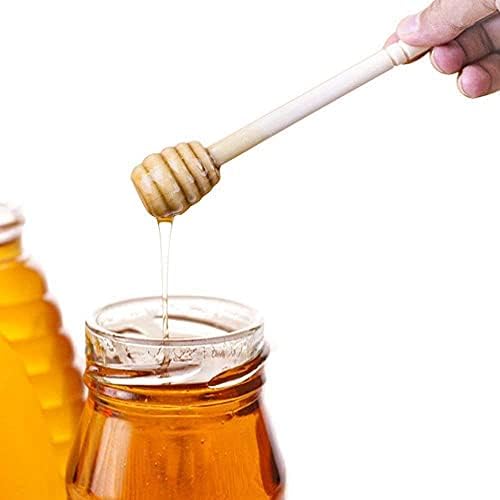 100-חבילה 6 אינץ נייד עץ ריבה דבש מצקת דבש מקלות דבש צנצנת לוותר טפטוף דבש