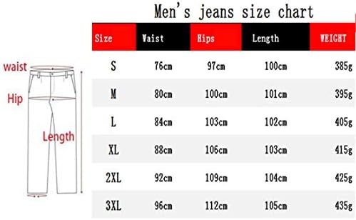 מכנסי ג 'ינס קרועים לגברים וג' ינס אופנה רזה רזה למתוח רגל ישרה עם כפתור מיקוד
