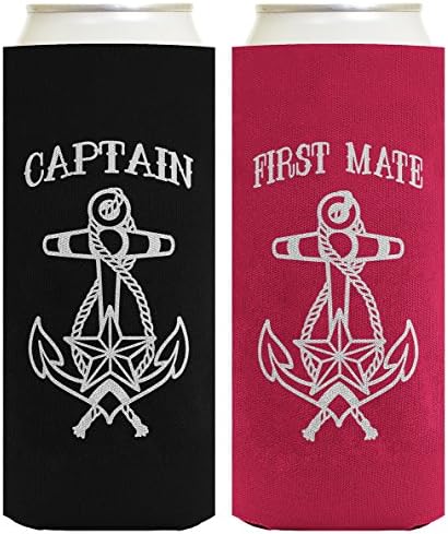 קפטן ראשון זוג מתנות לזוגות קפטן ובן זוג ראשון שיט ימי 2 חבילה סטנדרטי גודל יכול צידניות שחור מגנטה