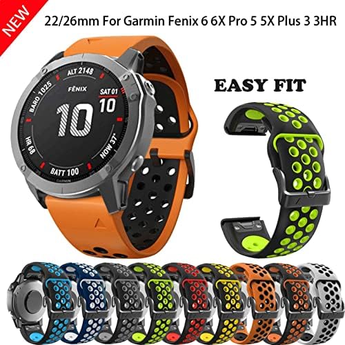 GHFHSG Sport Silicone Watchband for Garmin Fenix ​​7x 7 6x 6 Pro 5x 5plus s60 935 שחרור מהיר 22