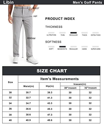 מכנסי גולף של ליבין גברים מכנסי שמלת מתיחה דקים בכושר מכנסיים 30 /32 מהירים קלים קלים קלים קלים עם