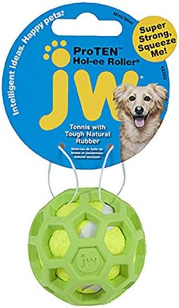 ג ' יי. וו חיות מחמד פרוטן הול-אי רולר כלב ללעוס פאזל, קטן, ליים ירוק טניס כדור עם מגוון צבעים, 42204