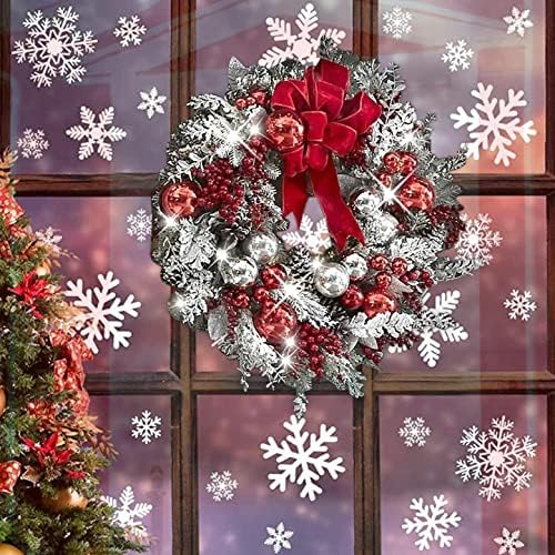 CSHSB זר חג המולד של שלט מרפסת חג המולד מוגדר עם אורות, קישוטים תלויים בחג המולד האדום, קישוטי טבעת פרחי
