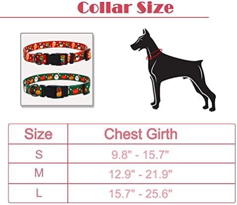 2 חבילות צווארון כלבי חג המולד עם טבעת D-טבעת מתכווננת מתכווננת כבד X-MAS צווארוני חיות מחמד ירוקים ואדומים