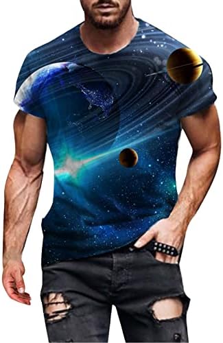 Dsodan Mens חייל שרוול קצר חולצות סטריט סטריט 3D גלקסי דיגיטלי מודפס צמרת צוואר צמרות טופ חולצת