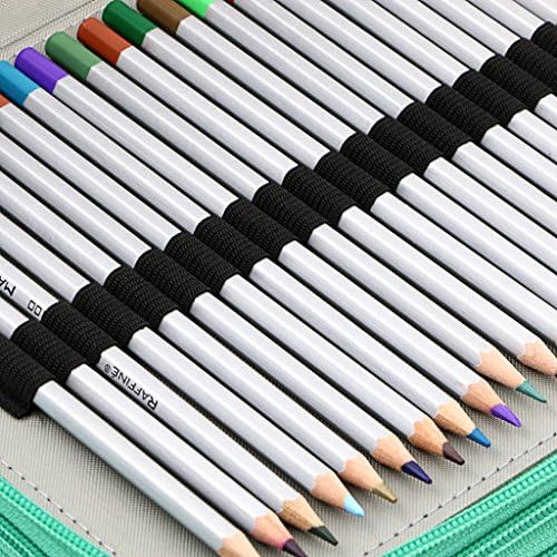 בטסקי דלוקס עור מפוצל עיפרון מקרה עבור עפרונות צבעוניים-120 חריץ עיפרון מחזיק עם ידית רצועת שימושי צבעוני