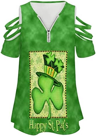 CGGMVCG St. Patricks Day חולצות לנשים לנשים לנשים חולצות מערביות סוודר רוכסן קצר סנט פטריקס יום ליום לנשים