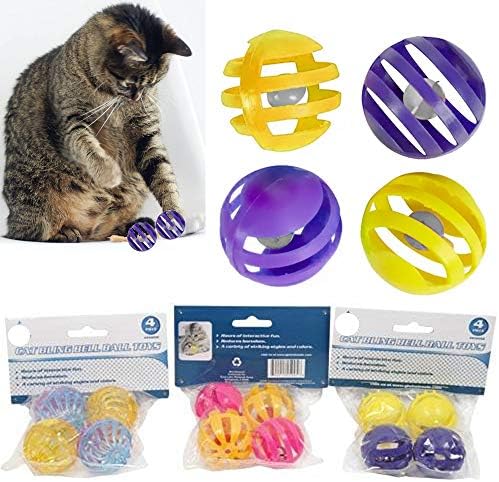 8 מחשב פלסטיק פעמון כדורי חתול צעצועי חתלתול גור מרדף עגול לשחק רעשן צבעוני