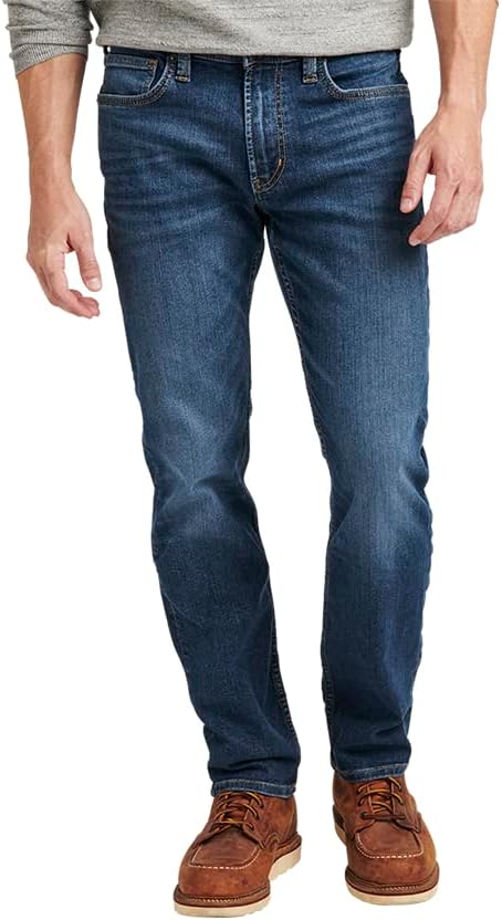 אותנטית על ידי מכנסי ג'ינס מכסף גברים, ג'ינס רגליים מחודדות רזה מתאימות
