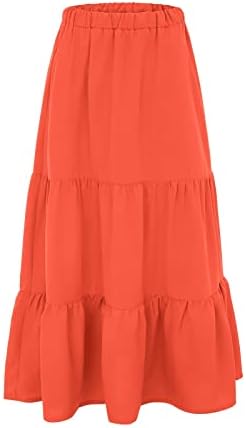 זורם קפלים ארוך מקסי חצאיות לנשים קיץ מזדמן בוהו מקסי חצאית מוצק צבע גבוהה מותן נדנדה שכבות אונליין חצאית