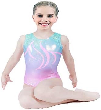 אוסבה התעמלות בגדי גוף לילדות קטנות מקשה אחת ניצוץ צבעוני קשת ריקוד אתלטי בגדי גוף 2-13 שנים