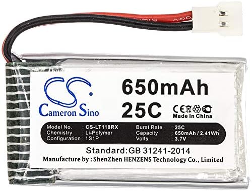 סוללת קמרון סינו עבור JJRC H31, H37, H43WH, H5C, H6D, H9D P / N: 650mAh / 2.41WH Li-Polymer