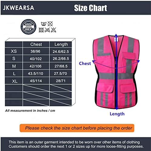Jkwearsa אפוד בטיחות נשים, ריבוי כיסים נראות גבוהה