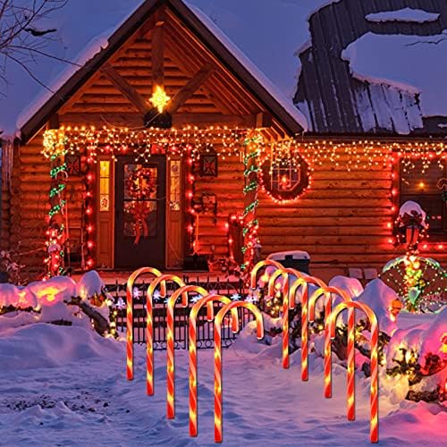 Sankuu 10 חבילה קני קנאים קישודים חיצוניים, 21 אינץ 'ממתקים חג המולד קנדי ​​מסלולי מסלול אורות עם הימור, אורות