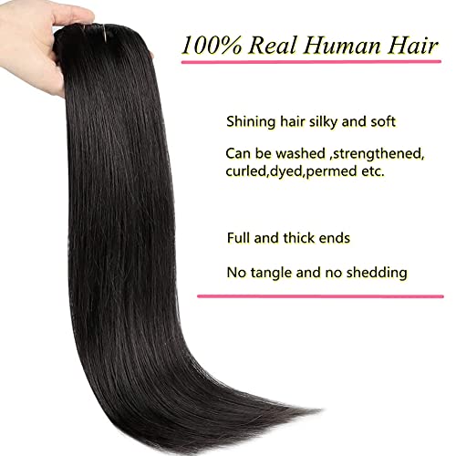 אמיתי שיער הרחבות קליפ שיער טבעי 16 אינץ 60 גרם סילון שחור ישר שיער הרחבות כפול תחרה ערב כולל