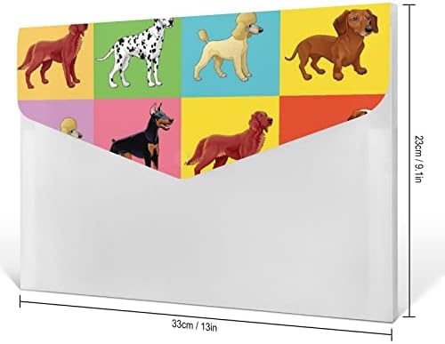 סט של כלב 6-כיס הרחבת קובץ תיקיית פלסטיק חשוב מסמך נייר ארגונית תוויות אקורדיון תיקיות עם הצמד סגירה