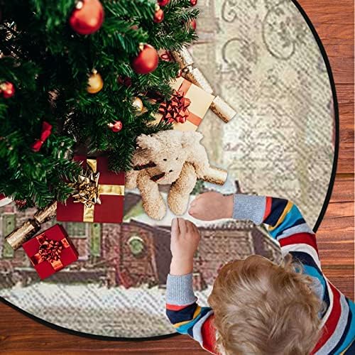 מחצלת עץ חג המולד Visesunny חג שמח סנטה רטרו דפוס עץ עץ מחצלת מגן רצפה סופג עץ עץ מחצלת מגש לחג ההודיה עונתי