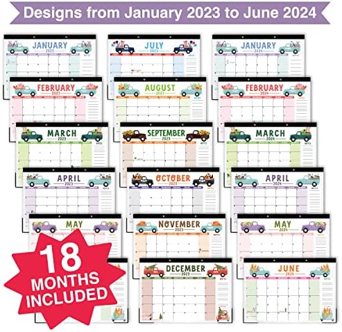 בית חווה לוח שולחן גדול 2023-2024 לוח שולחן לוח שנה - לוח שנה של 18 חודשים ללוחות שנה שולחניים