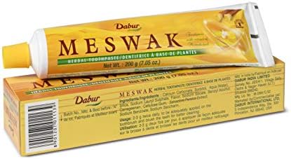 משחת שיניים של Dabur Meswak - משחת שיניים חופשית פלואוריד, משחת שיניים טבעית לבריאות הפה והמסטיק,