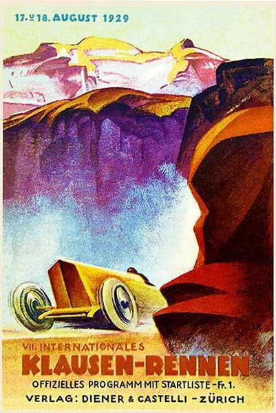 1929 Klausen Hill Climb Race Auto Race - מגנט כיסוי התוכנית